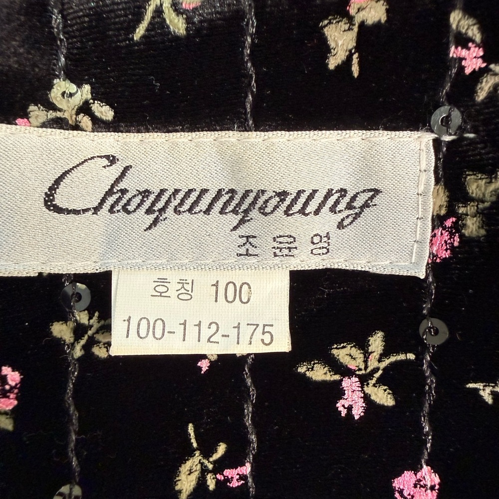 Quilted Velvet Floral Sequin Blazer Black Pink Rose Jacket VTG Cottagecore Y2K - Picture 6 of 11